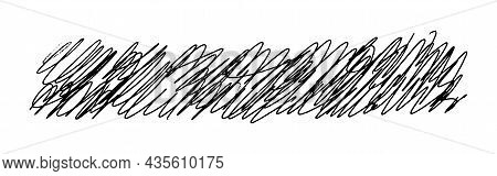 Drawn Doodle Brush. Knot Doodle Horizontal Background Isolated On White. Shaded Strikethrough Textur