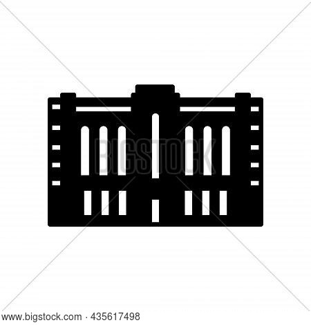 Shaheedh Hussain Adam Building Male Glyph Icon. Republic Square. Maldives Architecture. Black Filled