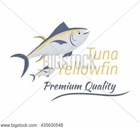Tuna Fish Seafood - Flat Vector Icon. Fish As A Food For Logo Template, Emblem Label