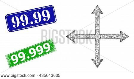 Polygonal Expand Image, And 99.99 Blue And Green Rectangular Rubber Badges. Polygonal Wireframe Imag