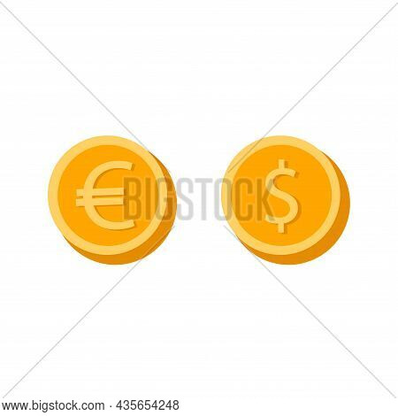 Currency Symbols. Money Sign. Euro And Dollar Vector Illustration.