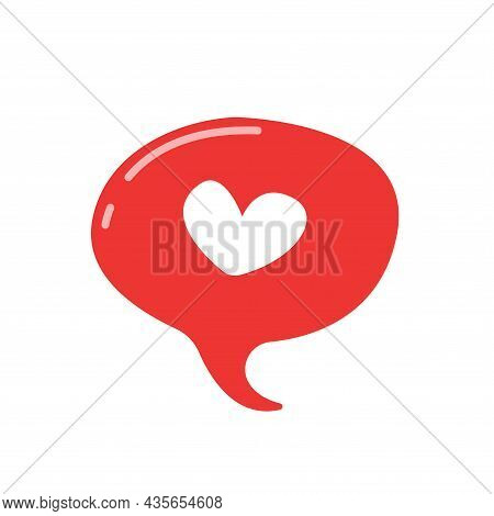 Love Emoji Icon, Emoticon In Bubble Speech With Cute Red Bubble Style, Concept Of Communication In S