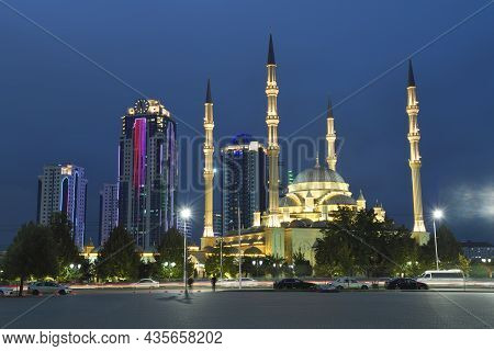 Grozny, Russia - September 29, 2021: View Of The Mosque 