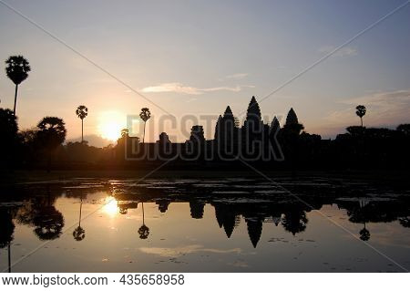 Ancient Ruins Antique Building Castle Khmer Empire Of Angkor Wat City Temple For Cambodian People Fo