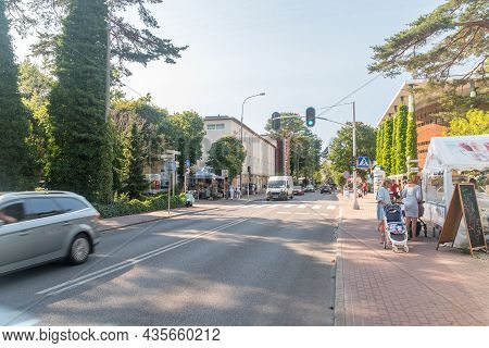 Jurata, Poland - July 20, 2021: Main Street In Jurata. Jurata  Is A Popular Polish Seaside Resort.