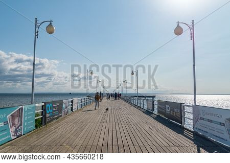Jurata, Poland - July 20, 2021: Jurata Pier On Baltic Sea. Jurata Is A Popular Polish Seaside Resort