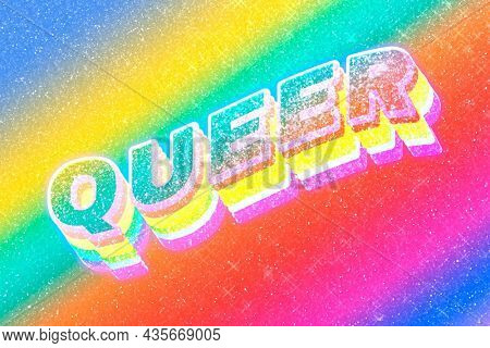 Queer word 3d effect typeface rainbow gradient