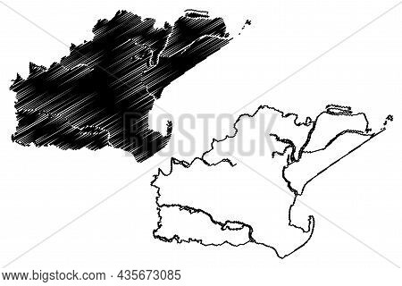 Kendrapara District (odisha State, Republic Of India) Map Vector Illustration, Scribble Sketch Kendr