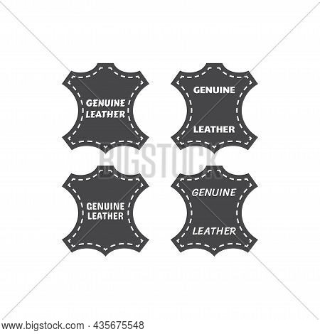Genuine Leather Black Vector Icon. Leather Label Symbol.