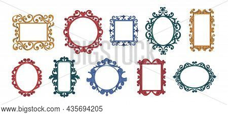 Trendy Doodle Frames. Contemporary Decorative Curly Framing Collection For Mirrors And Quotes. Hand 