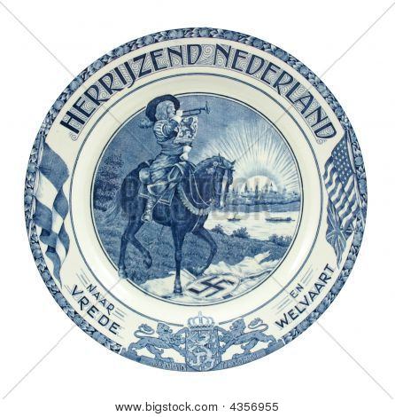 Hollandalı Delft Blue plaka kurtuluş Holland Wo II