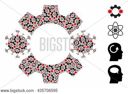Vector Virus Nanobot Mosaic Is Designed Of Scattered Fractal Virus Nanobot Elements. Fractal Mosaic 