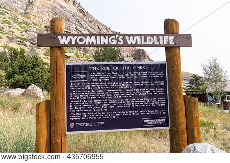 Wyoming, Usa - August 6, 2021: Sign For The Sinks State Park - Rise Of The Sinks Information And Wyo