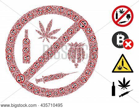 Vector Forbid Addiction Drugs Fractal Is Formed From Repeating Fractal Forbid Addiction Drugs Icons.