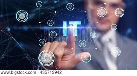 It Consultant Presenting Tag Cloud About Information Technology