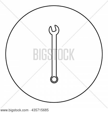 Wrench Hexagon Spanner Hand Tool Mechanic Engineer Instrument Icon In Circle Round Black Color Vecto