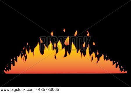 Fire Picture. Black Background. Light Glowing Effect. Realistic Art. Isolated Element. Vector Illust