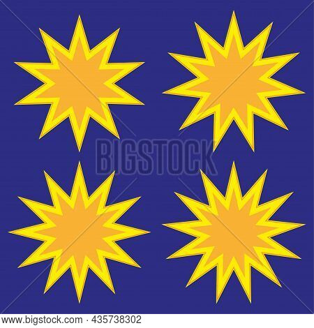 Yellow Boom Sign. Speech Bomb Icon. Dark Blue Background. Communication Concept. Vector Illustration