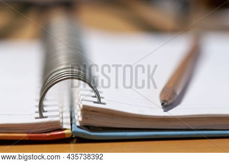 Abstract Spiral Notebook  And  Penci For Background