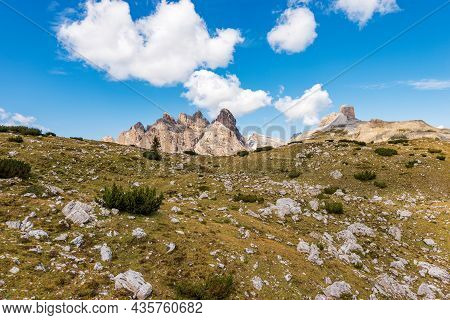 Mountain Peaks Of Monte Rudo Or Rautkofel, Croda Dei Rondoi Or Schwalbenkofel, Torre Dei Scarperi Or