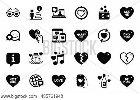 Vector Set Of Love Icons Related To Broken Heart, Hold Heart And Only You Icons. Love, Update Relati