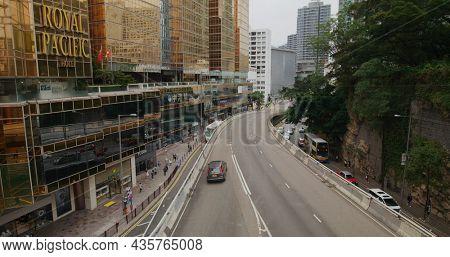 Tsim Sha Tsui, hong Kong 17 April 2021: Canton road in Tsim Sha Tsui