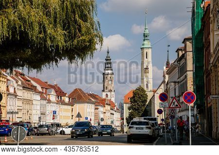Goerlitz, Saxony, Germany, 04 September 2021:  Obermarkt Or Upper Market, Picturesque Street With Re