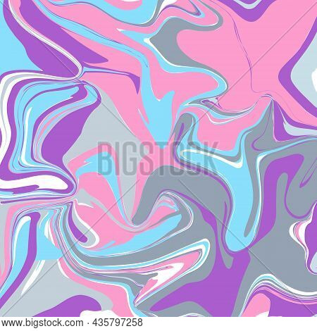Abstract Vector Background, Acrylic Fluid Art Imitation. Pastel Colors, Liquid Paint. Blue, Pink And