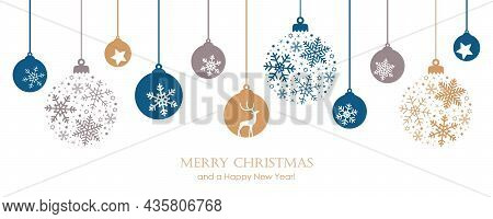 Merry Christmas Card With Hanging Ball Decoratoin