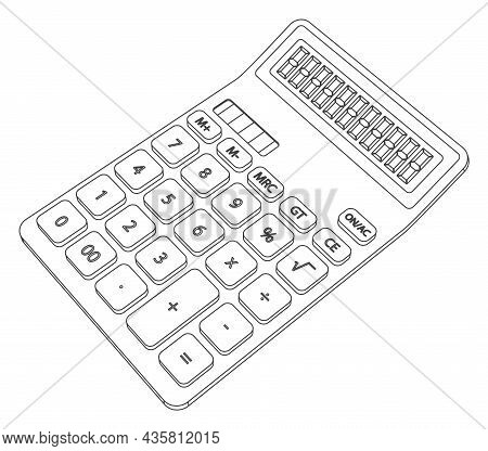 Vector Calculator Illustration In Outline Perspective View