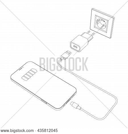 Vector Electric Wall Socket With Disconnected Mobile Phone Charger