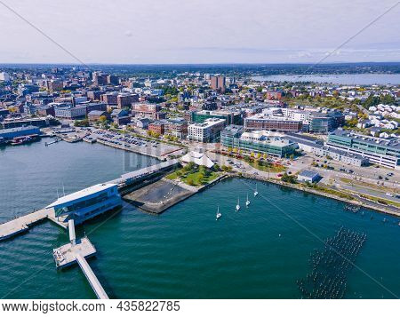 Aerial View Of Portland Old Port And Fore River In Downtown Portland, Maine Me, Usa.