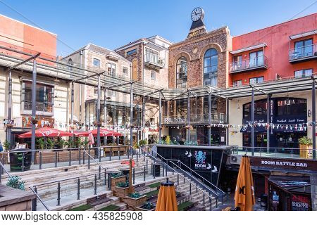 Cardiff, United Kingdom - October 10, 2021: View Of Bars And Restaurants At The Brewery Quarter In C