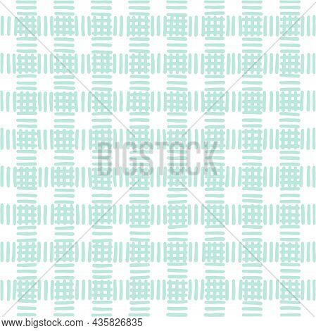 Pastel Turquoise Green Checkered Background. Space For Graphic Design. Checkered Texture. Classic Ch