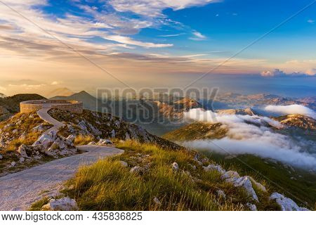 Lovcen Mountains National park at sunset in Montenegro