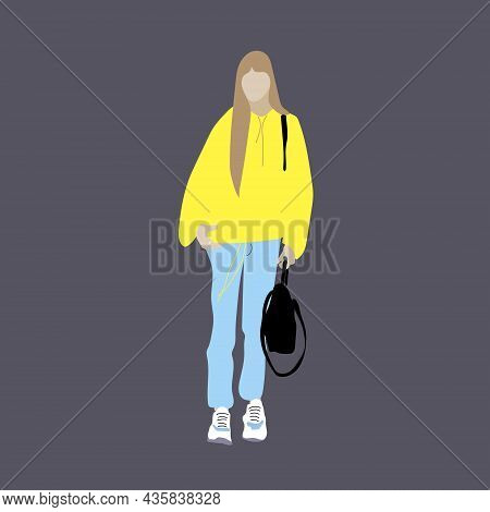 Vector Illustration Of Kpop Street Fashion. Street Idols Of Koreans. Kpop Women's Fashion Idol. A Gi