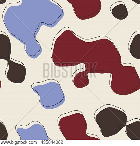 Seamless Abstract Organic Blog Shapes In Various Colors With Offset Outline Surface Pattern Design F