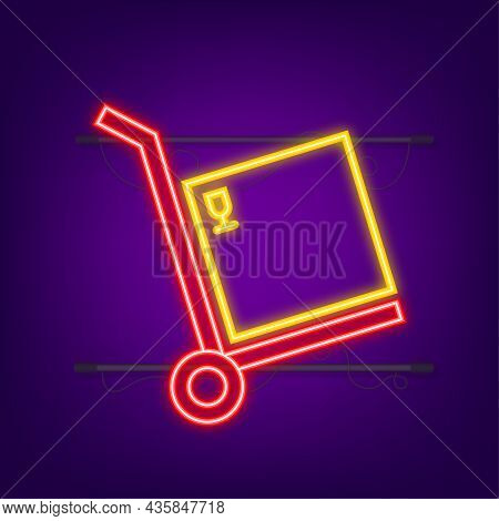 Delivery Neon Icon. Delivery Service. Fast Courier. Truck Icon Set. Vector Stock Illustration
