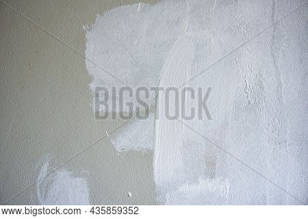 Painted Wall Background, Painter Painting A House Wall With A Paint Poller