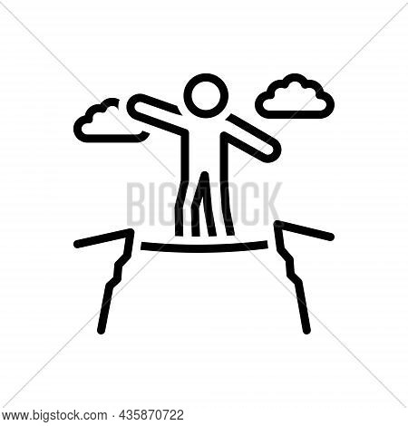 Black Line Icon For Feat Stunt Adventure Performance Action Derring-do