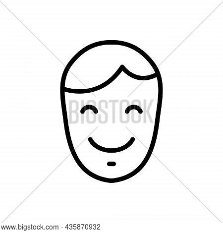 Black Line Icon For Pleased Smile Happy Blissful Blithesome Exultant Fain