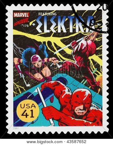 Sello de correos de Estados Unidos Elektra superhéroe