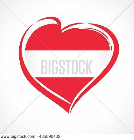 Love Austria Flag Emblem. Austrian Flag In Heart Shape For Austrian National Day October 26, Isolate