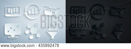 Set Project Team Base, Pie Chart Infographic, Graph, Sales Funnel With, And Stocks Market Growth Gra