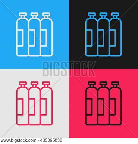 Pop Art Line Industrial Gas Cylinder Tank For All Inert And Mixed Inert Gases Icon Isolated On Color
