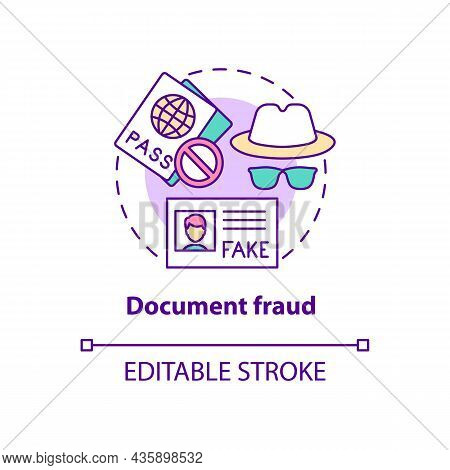 Document Fraud Concept Icon. False Documents. Illegal Papers. Fake Visa And Border Pass. Deportation