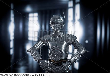 OCT 11 2021: Star Wars RA-7 protocol droid - Death Star droid - Customized action figure