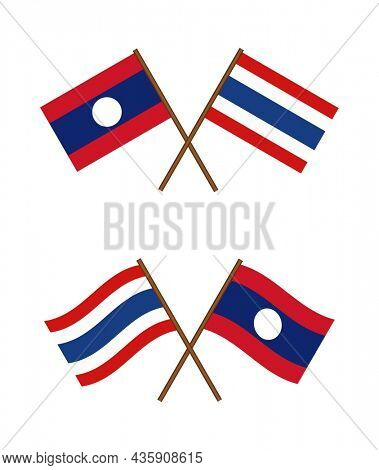 national flaf Thailand and Laos together teamwork icon