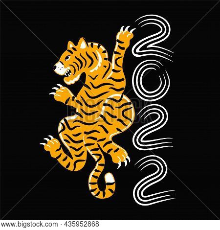 2022 New Year Symbol Tiger. Vector Cartoon Character Illustration Icon. Isolated On White Background