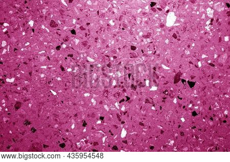 Cement Plate With Small Gravel Stones In Pink Tone. Abstract Background And Texture For Design.